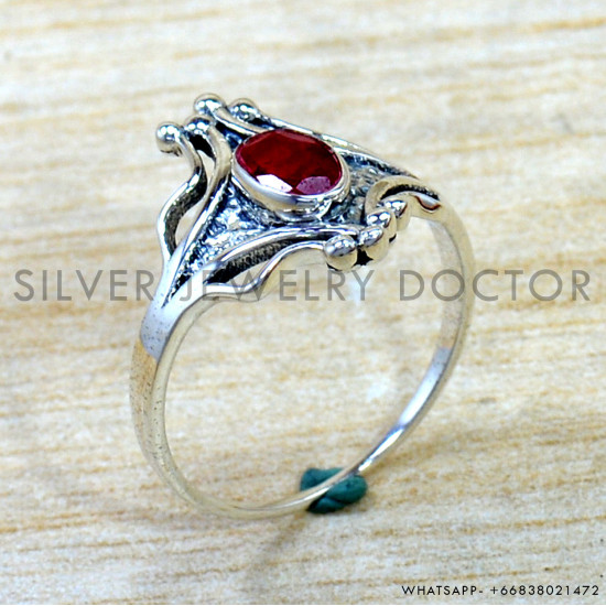 Ruby 925 Sterling Silver Ring (SJWR-2987)