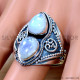 Rainbow Moonstone 925 Sterling Silver Ring (SJWR-2998)