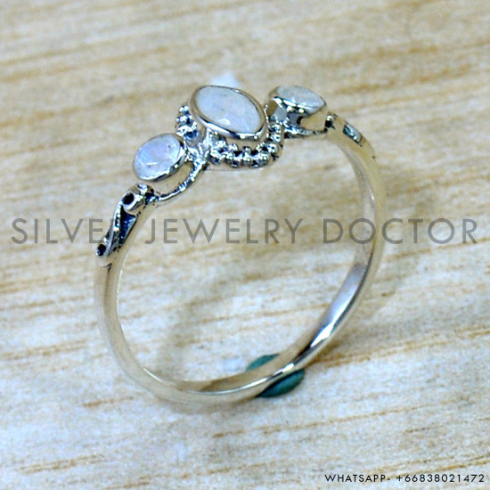Rainbow Moonstone 925 Sterling Silver Ring (SJWR-3003)