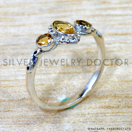 Citrine 925 Sterling Silver Ring (SJWR-3005)