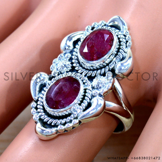 Ruby 925 Sterling Silver Ring (SJWR-3010)