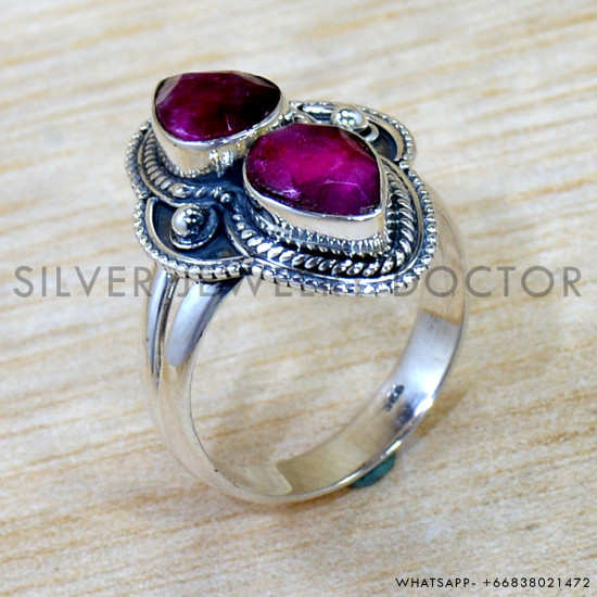 Ruby 925 Sterling Silver Ring (SJWR-3015)