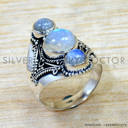 Rainbow Moonstone 925 Sterling Silver Ring (SJWR-3020)