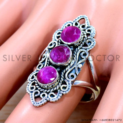 Ruby 925 Sterling Silver Ring (SJWR-3023)