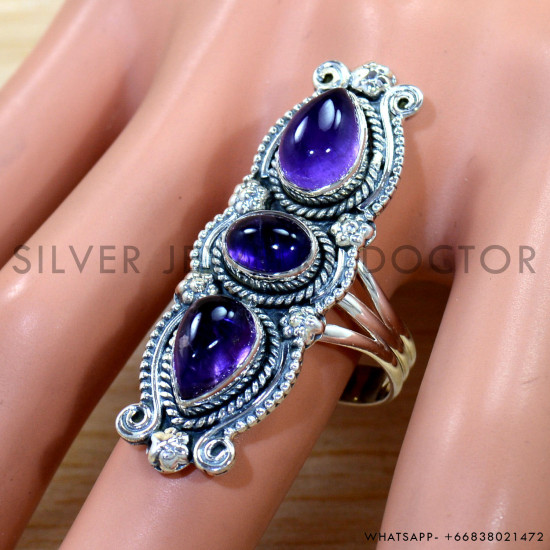 Amethyst 925 Sterling Silver Ring (SJWR-3030)
