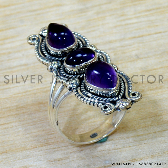 Amethyst 925 Sterling Silver Ring (SJWR-3030)