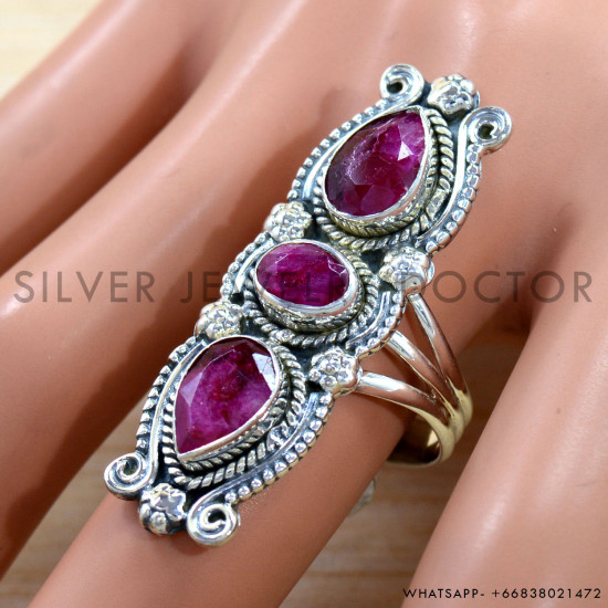 Ruby 925 Sterling Silver Ring (SJWR-3031)