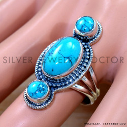 Turquoise 925 Sterling Silver Ring (SJWR-3033)