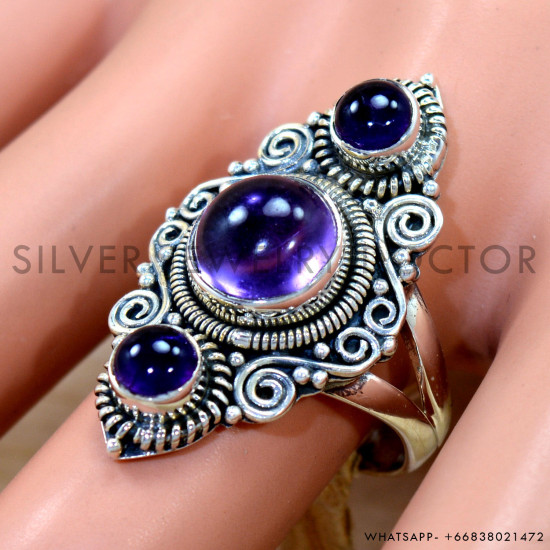 Amethyst 925 Sterling Silver Ring (SJWR-3036)