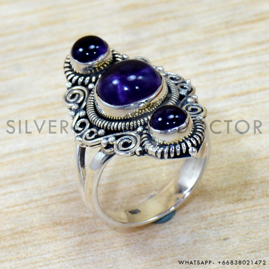 Amethyst 925 Sterling Silver Ring (SJWR-3036)