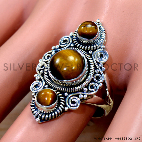 Tiger Eye 925 Sterling Silver Ring (SJWR-3037)