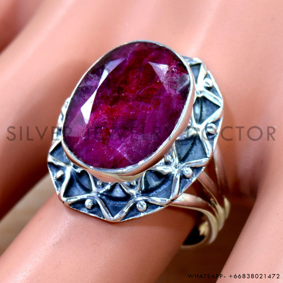 Ruby 925 Sterling Silver Ring (SJWR-3041)