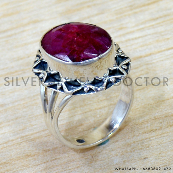 Ruby 925 Sterling Silver Ring (SJWR-3041)