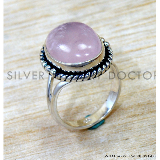 Rose Quartz 925 Sterling Silver Ring (SJWR-3043)