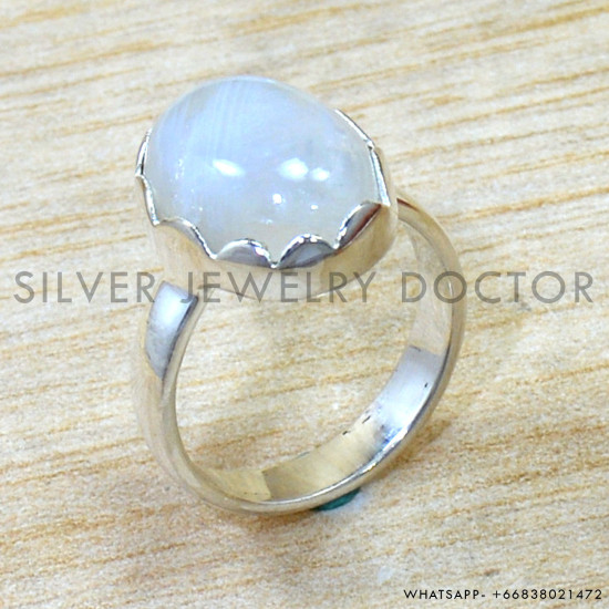 Rainbow Moonstone 925 Sterling Silver Ring (SJWR-3044)
