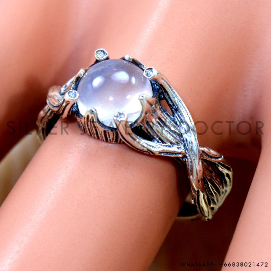 Rainbow Moonstone 925 Sterling Silver Ring (SJWR-3057) Rainbow Moonstone 925 Sterling Silver Ring (SJWR-3057)