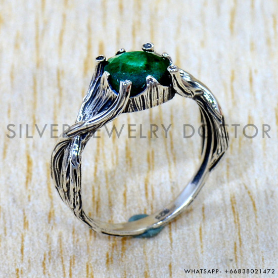 Emerald 925 Sterling Silver Ring (SJWR-3059) Emerald 925 Sterling Silver Ring (SJWR-3059)
