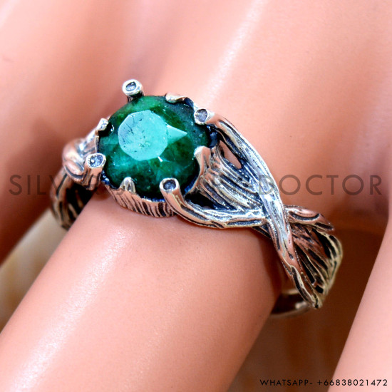 Emerald 925 Sterling Silver Ring (SJWR-3059) Emerald 925 Sterling Silver Ring (SJWR-3059)