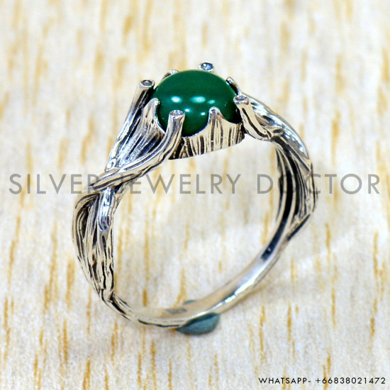 Green Onyx 925 Sterling Silver Ring (SJWR-3061) Green Onyx 925 Sterling Silver Ring (SJWR-3061)