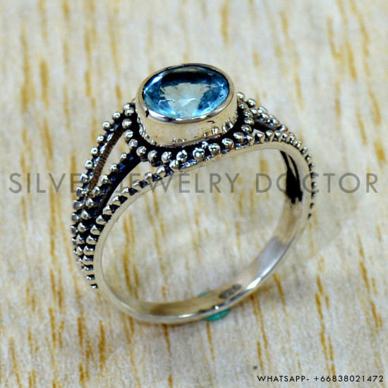 Blue Topaz 925 Sterling Silver Ring (SJWR-3092) Blue Topaz 925 Sterling Silver Ring (SJWR-3092)