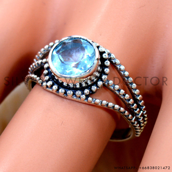Blue Topaz 925 Sterling Silver Ring (SJWR-3092) Blue Topaz 925 Sterling Silver Ring (SJWR-3092)