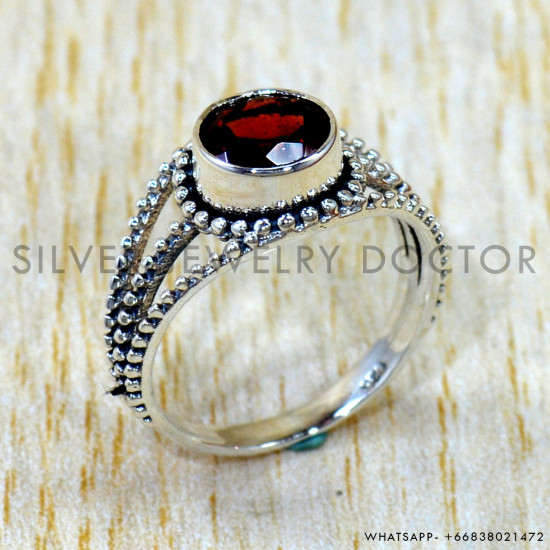 Garnet 925 Sterling Silver Ring (SJWR-3093) Garnet 925 Sterling Silver Ring (SJWR-3093)