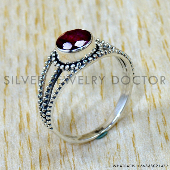 Ruby 925 Sterling Silver Ring (SJWR-3094)
