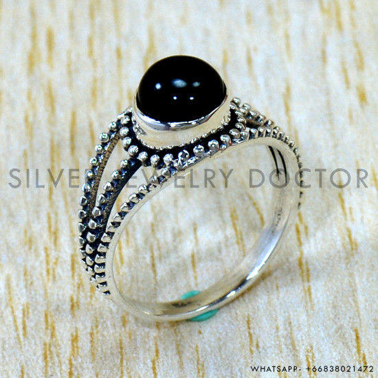 Black Onyx 925 Sterling Silver Ring (SJWR-3096)