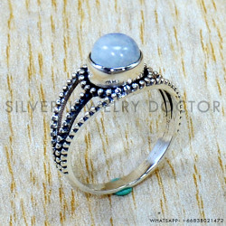 Rainbow Moonstone 925 Sterling Silver Ring (SJWR-3097)