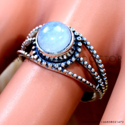 Rainbow Moonstone 925 Sterling Silver Ring (SJWR-3097)