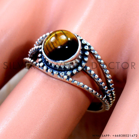 Tiger Eye 925 Sterling Silver Ring (SJWR-3104)