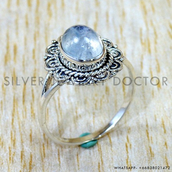 Rainbow Moonstone 925 Sterling Silver Ring (SJWR-3113) Rainbow Moonstone 925 Sterling Silver Ring (SJWR-3113)