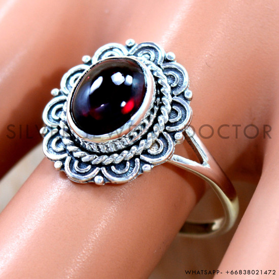 Garnet 925 Sterling Silver Ring (SJWR-3115)