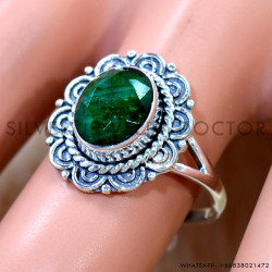 Emerald 925 Sterling Silver Ring (SJWR-3118)
