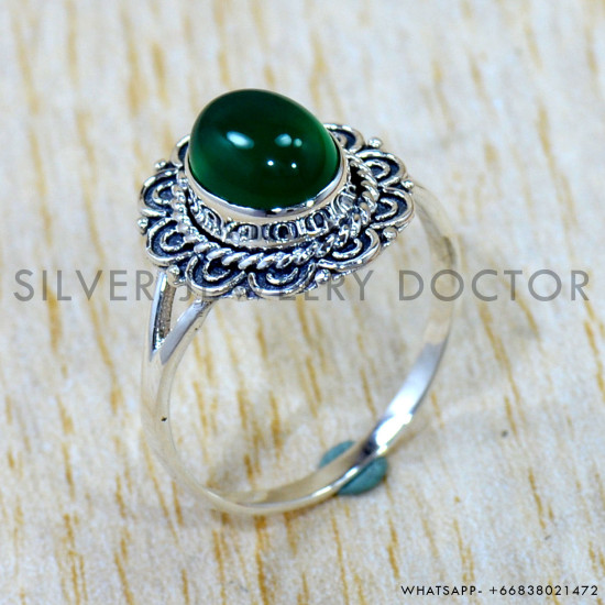 Green Onyx 925 Sterling Silver Ring (SJWR-3120) Green Onyx 925 Sterling Silver Ring (SJWR-3120)
