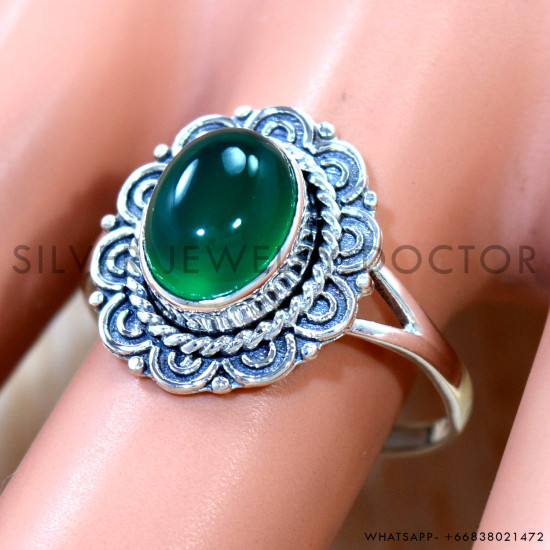 Green Onyx 925 Sterling Silver Ring (SJWR-3120) Green Onyx 925 Sterling Silver Ring (SJWR-3120)