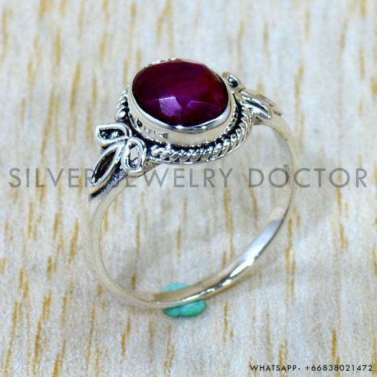 Ruby 925 Sterling Silver Ring (SJWR-3135)