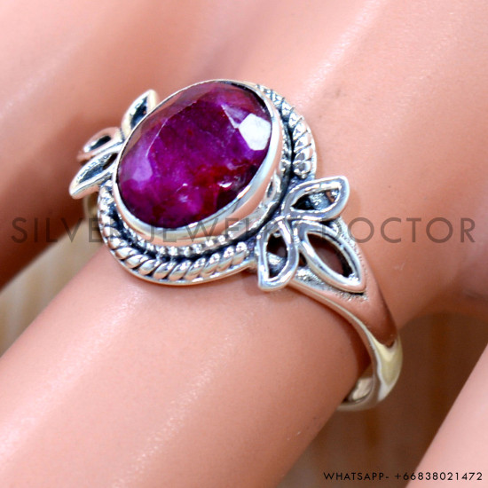 Ruby 925 Sterling Silver Ring (SJWR-3135)
