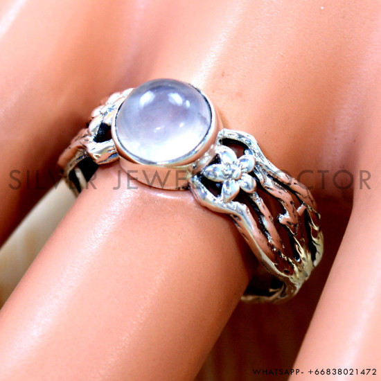 Rainbow Moonstone 925 Sterling Silver Ring (SJWR-3140) Rainbow Moonstone 925 Sterling Silver Ring (SJWR-3140)