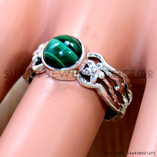 Malachite 925 Sterling Silver Ring (SJWR-3142) Malachite 925 Sterling Silver Ring (SJWR-3142)