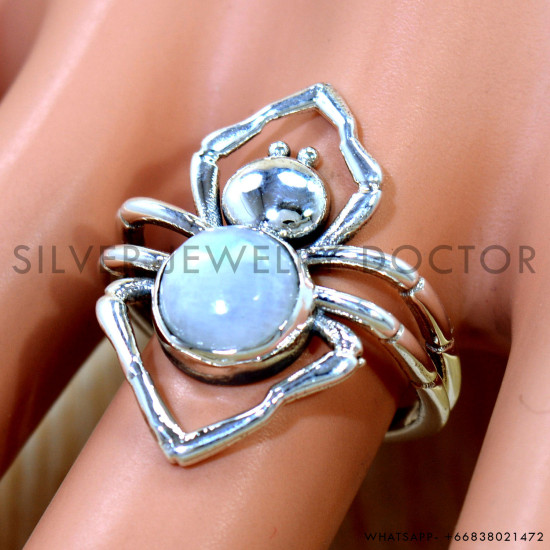 Rainbow Moonstone 925 Sterling Silver Ring (SJWR-3152) Rainbow Moonstone 925 Sterling Silver Ring (SJWR-3152)