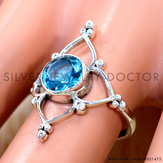 Blue Topaz 925 Sterling Silver Ring (SJWR-3153) Blue Topaz 925 Sterling Silver Ring (SJWR-3153)