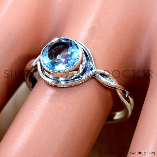 Blue Topaz 925 Sterling Silver Ring (SJWR-3160) Blue Topaz 925 Sterling Silver Ring (SJWR-3160)