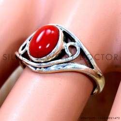 Coral 925 Sterling Silver Ring (SJWR-3184)