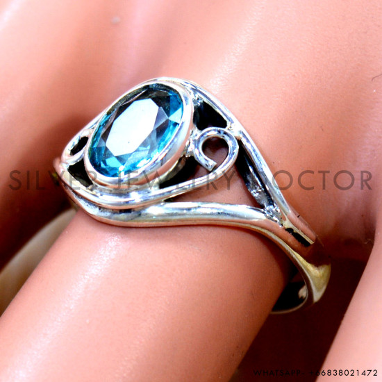 Blue Topaz 925 Sterling Silver Ring (SJWR-3186) Blue Topaz 925 Sterling Silver Ring (SJWR-3186)