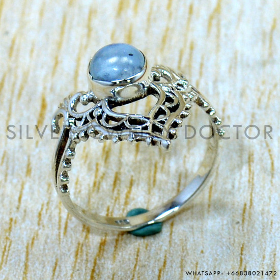 Rainbow Moonstone 925 Sterling Silver Ring (SJWR-3190) Rainbow Moonstone 925 Sterling Silver Ring (SJWR-3190)