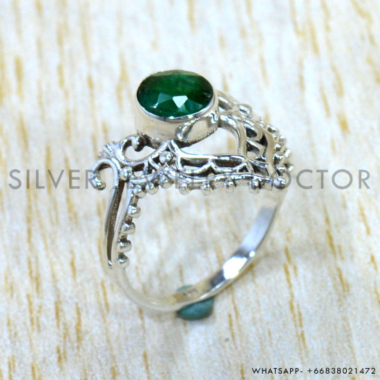 Emerald 925 Sterling Silver Ring (SJWR-3191) Emerald 925 Sterling Silver Ring (SJWR-3191)