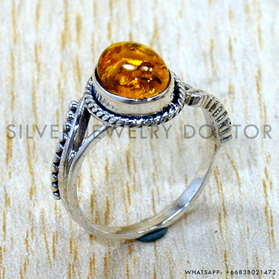 Amber 925 Sterling Silver Ring (SJWR-3196) Amber 925 Sterling Silver Ring (SJWR-3196)