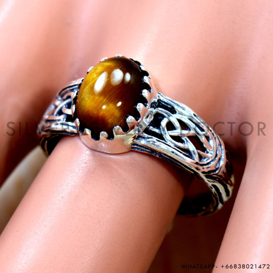 Tiger Eye 925 Sterling Silver Ring (SJWR-3204) Tiger Eye 925 Sterling Silver Ring (SJWR-3204)