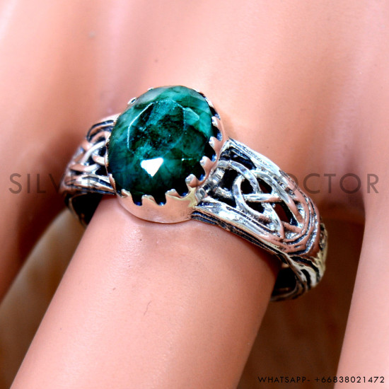 Emerald 925 Sterling Silver Ring (SJWR-3205) Emerald 925 Sterling Silver Ring (SJWR-3205)
